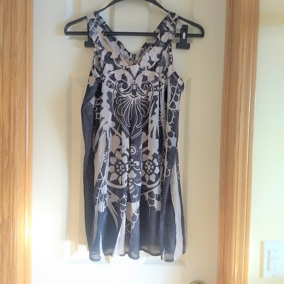 vintage y2k sleeveless sheer floral tunic mini dress NWOT - Picture 1 of 9